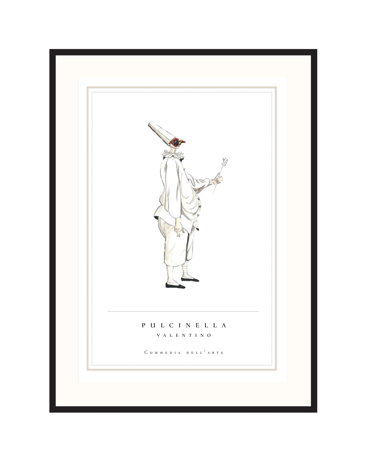 MATTED AND FRAMED PRINT 02-PULCINELLA VALENTINO