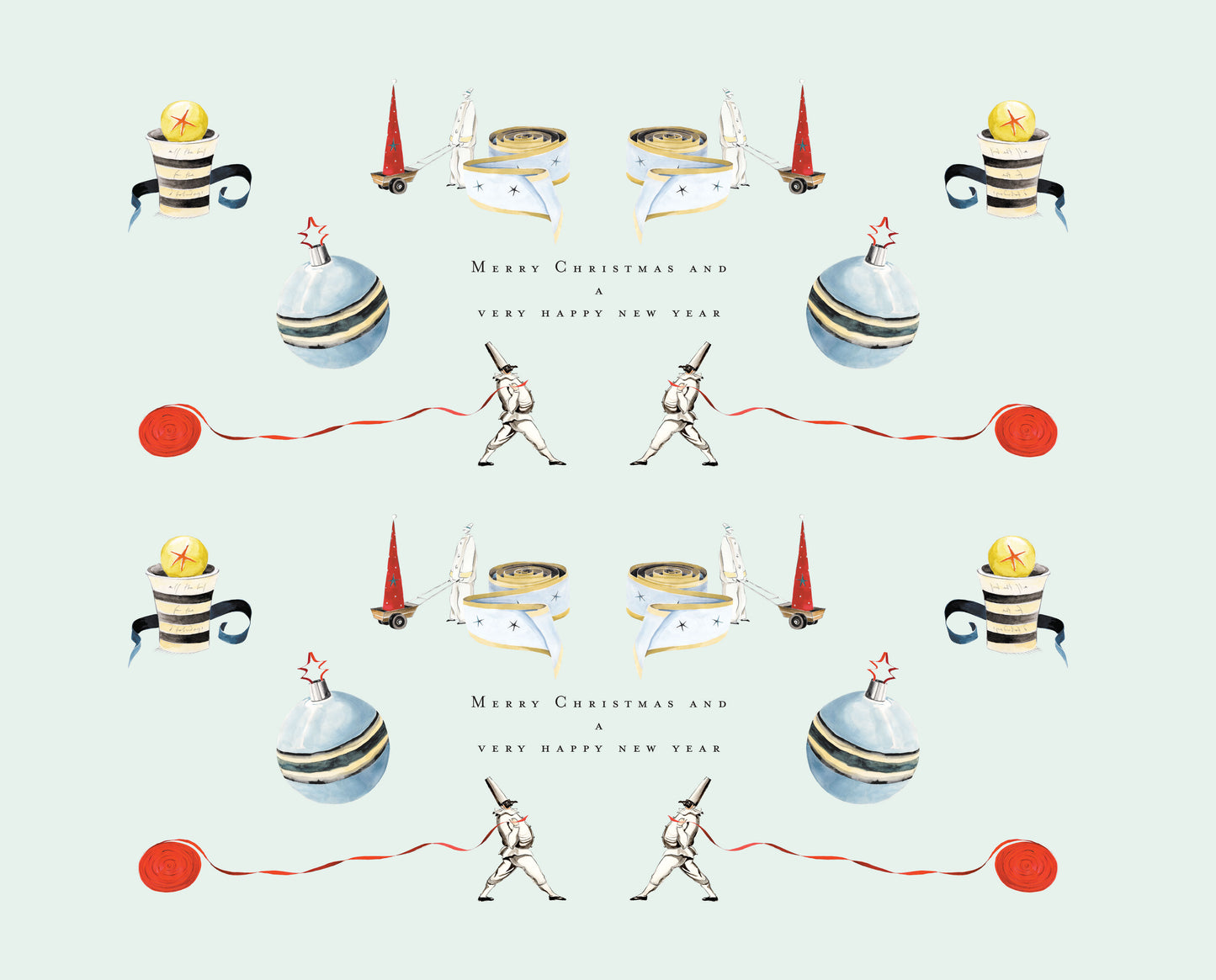 GIFT WRAP SHEETS | GW1-18 PUNCHINELLO XMAS AND RED RIBBON HNY | Pack of 25/50