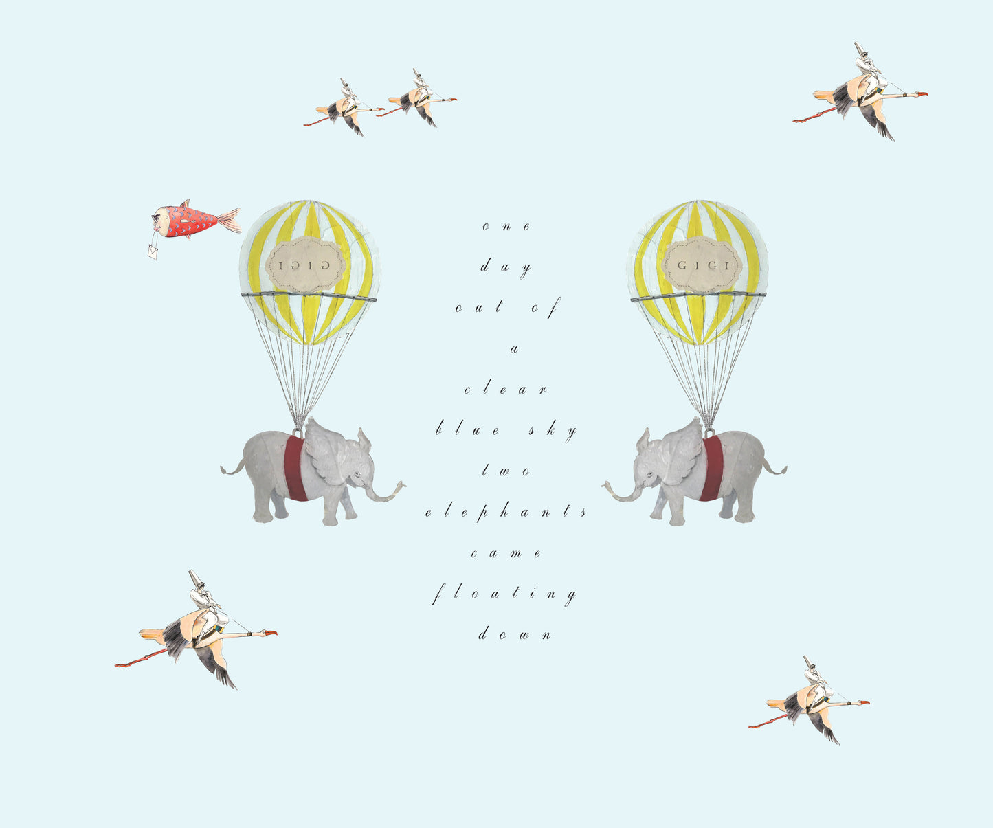 GIFT WRAP SHEETS | GW1-26 PRINT " ELEPHANTS & HOT AIR BALLONS" | Pack of 25/50