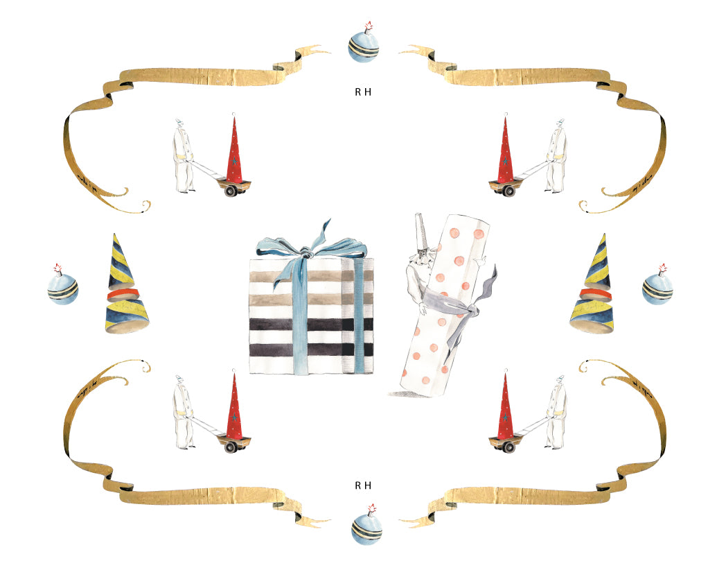 GIFT WRAP SHEETS | GW1-12 Punchinello Christmas stack of gifts | Pack of 25/50