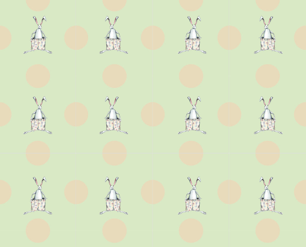 GIFT WRAP SHEETS |GW1-19 BUNNY OVERSIZE SHORTS GREN POLKA-DOTS| Pack of 25/50