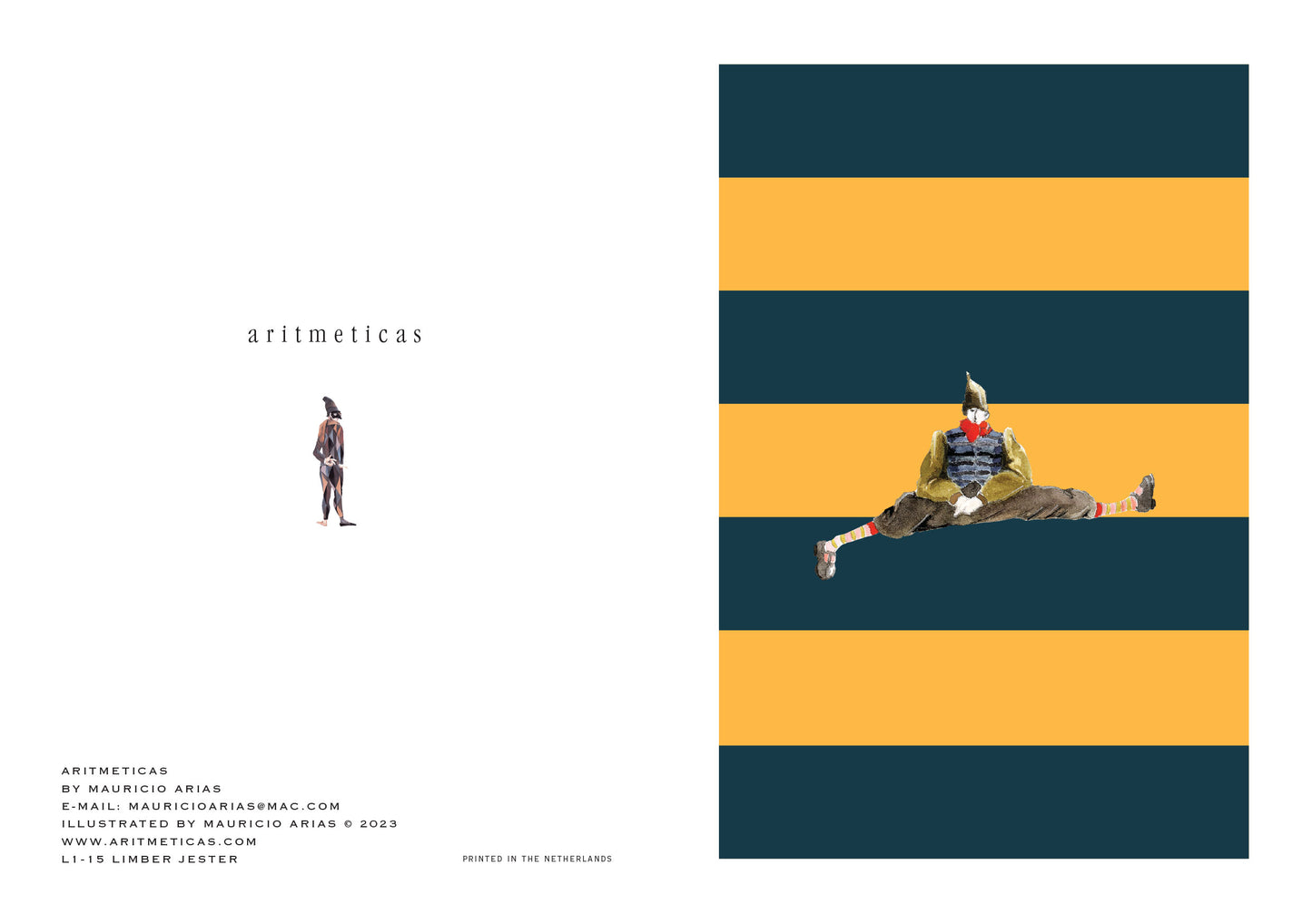 Aritmeticas Greeting Card "Limber Jester" ~ designed by Mauricio Arias