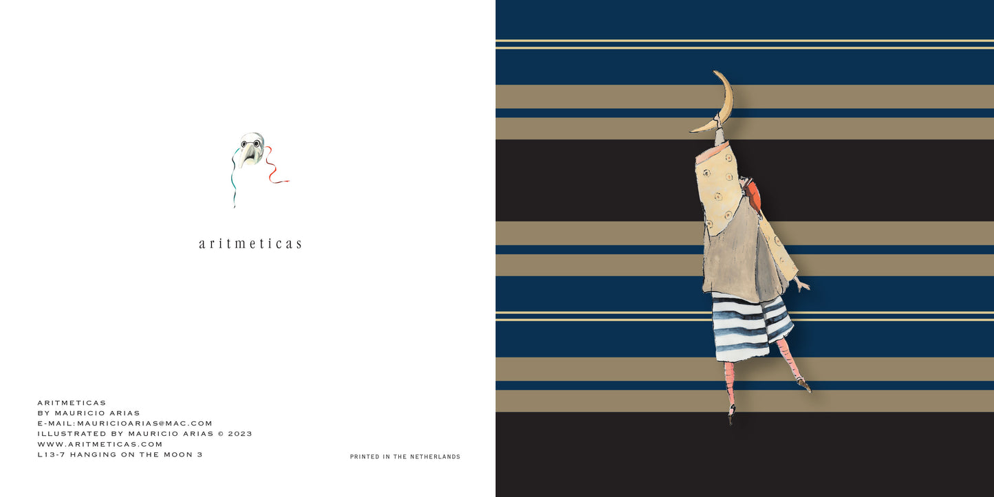 Aritmeticas Greeting Card "Hanging on the Moon 3" designed by Mauricio Arias