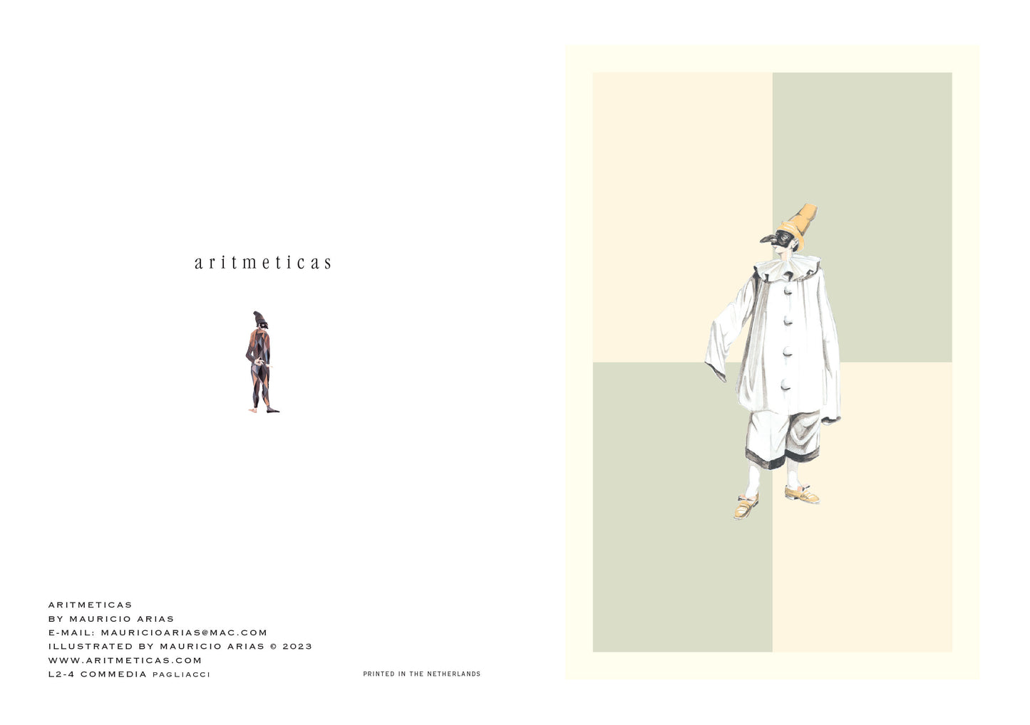 Aritmeticas Greeting Card "Pagliaccio" ~ designed by Mauricio Arias