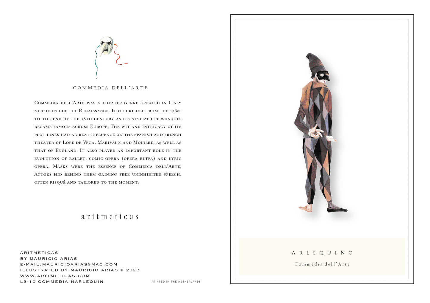 Aritmeticas Greeting Card "Harlequin" ~ designed by Mauricio Arias