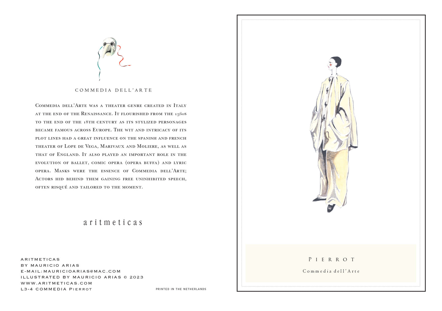 Aritmeticas Greeting Card "Pierrot" ~ designed by Mauricio Arias