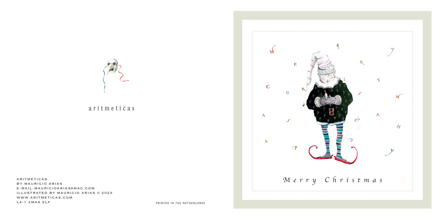 Aritmeticas Greeting Card "Xmas Elf" ~ designed by Mauricio Arias