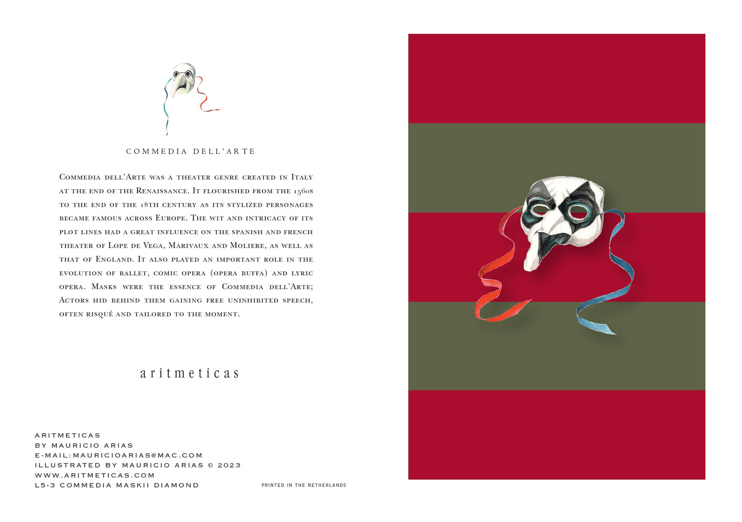 Aritmeticas Greeting Card "Mask Diamond" ~ designed by Mauricio Arias
