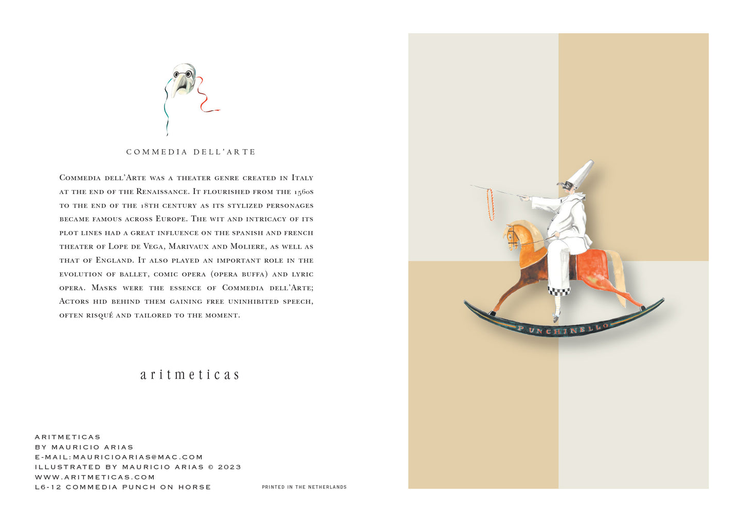 Aritmeticas Greeting Card "Punch on Horse" ~ designed by Mauricio Arias