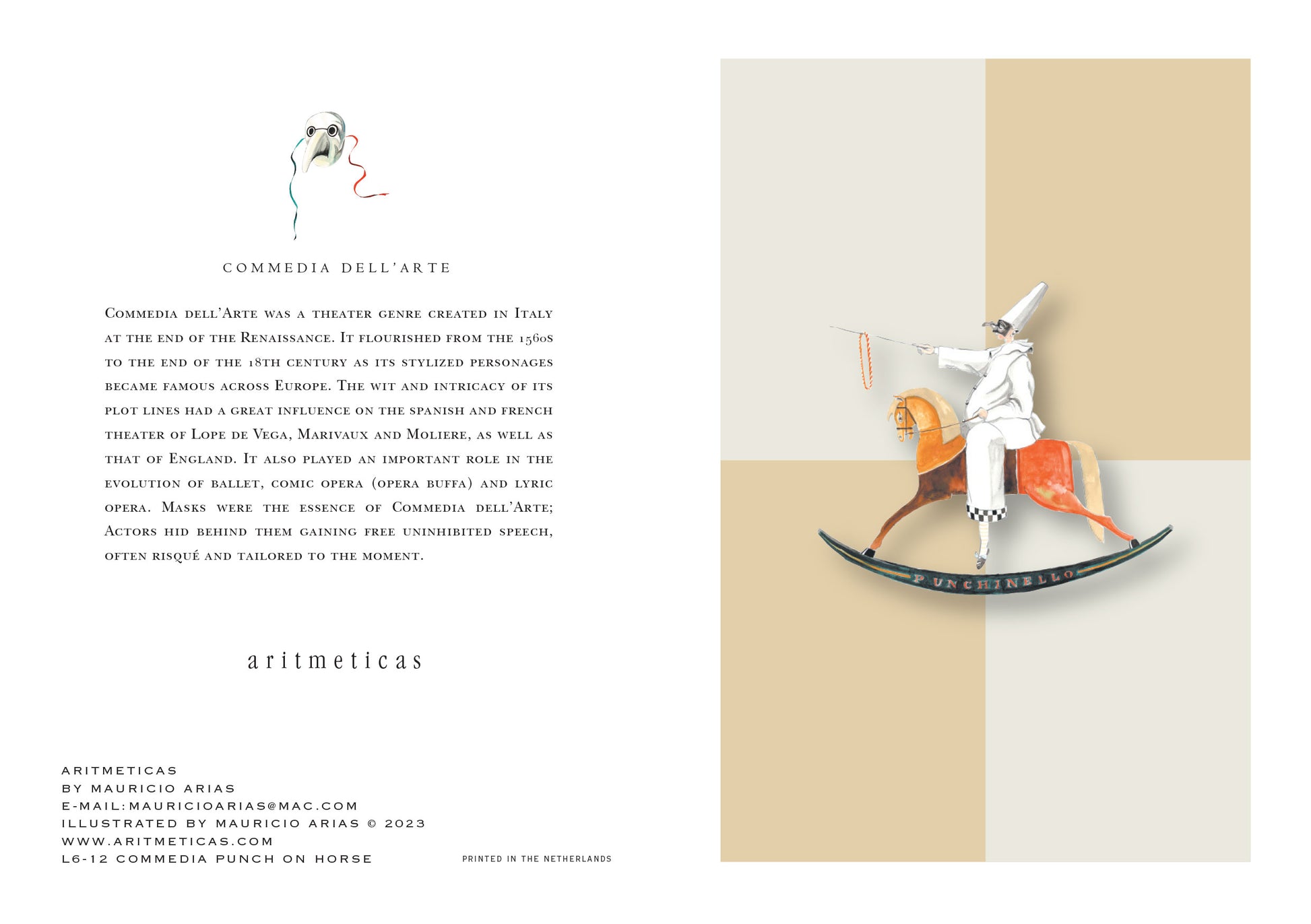 Aritmeticas Greeting Card "Punch on Horse" ~ designed by Mauricio Arias