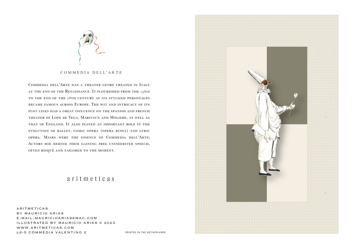 Aritmeticas Greeting Card "Valentino" ~ designed by Mauricio Arias