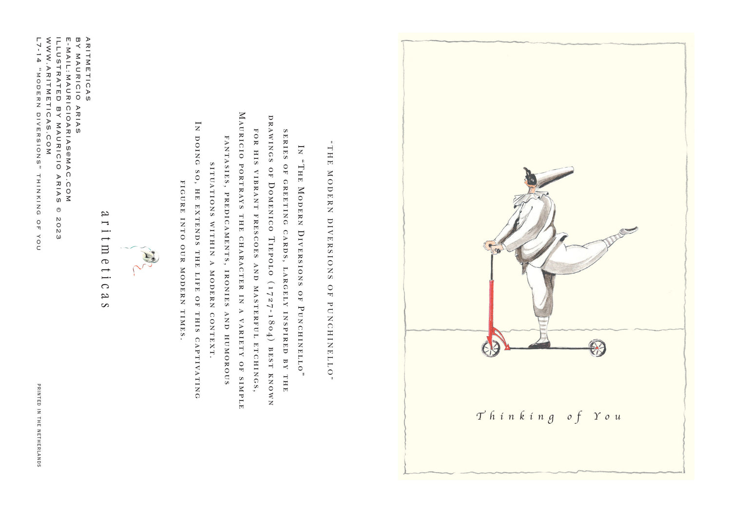 Aritmeticas Birthday Greeting Card "Thinking of you" ~ designed by Mauricio Arias