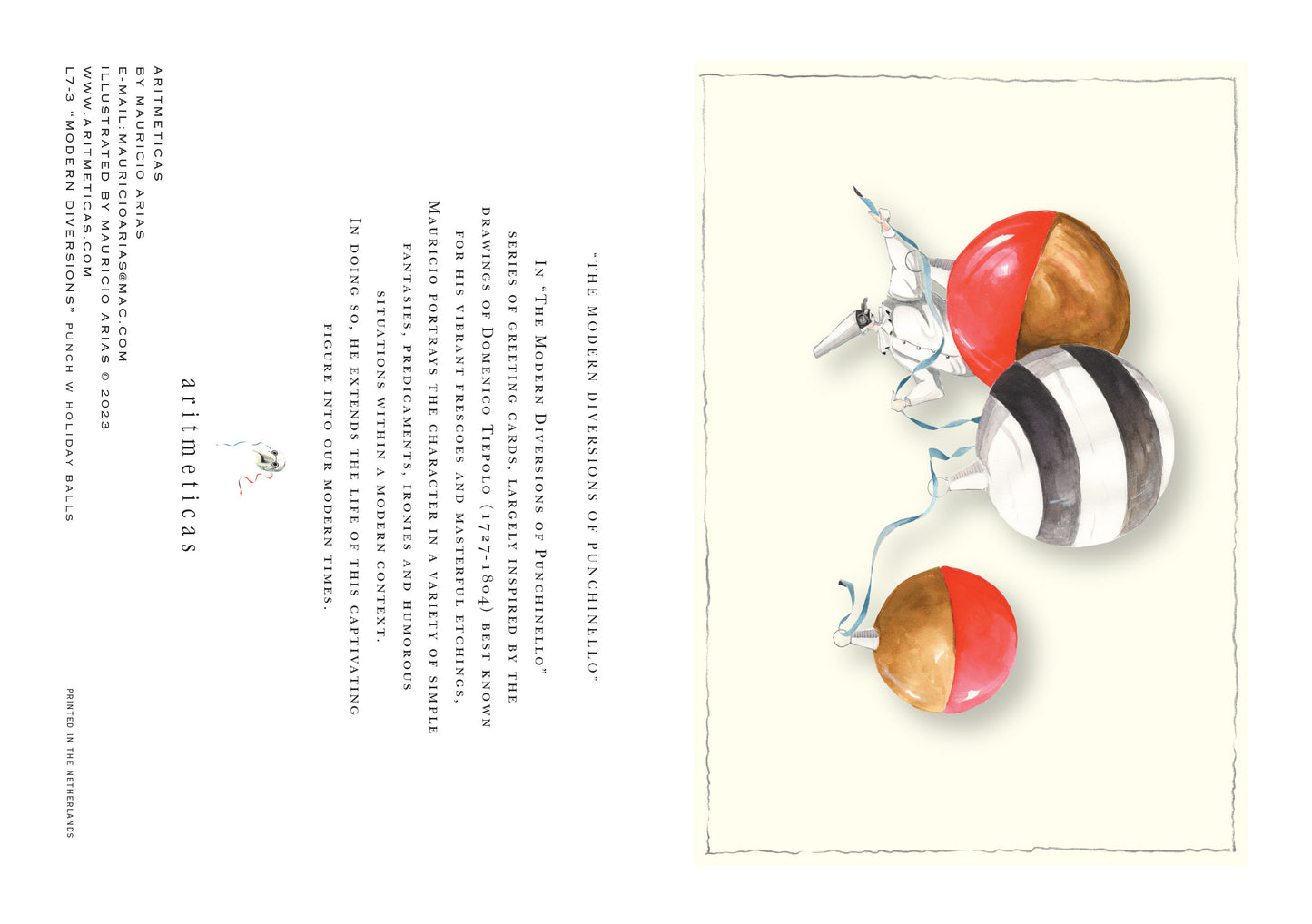 Aritmeticas Holiday Greeting Card "Punch and Holiday Balls" ~ designed by Mauricio Arias