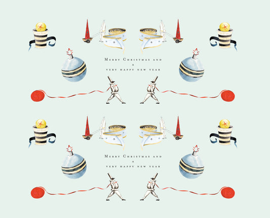 GIFT WRAP SHEETS | GW1-18 PUNCHINELLO XMAS AND RED RIBBON HNY | Pack of 25/50