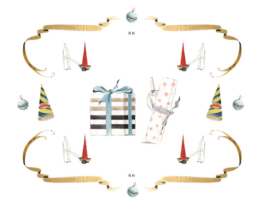 GIFT WRAP SHEETS | GW1-12 Punchinello Christmas stack of gifts | Pack of 25/50
