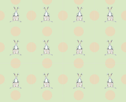 GIFT WRAP SHEETS | GW1-14B BUNNY OVERSIZE SHORTS WITH LIME POLKA-DOTS| Packof 25/50