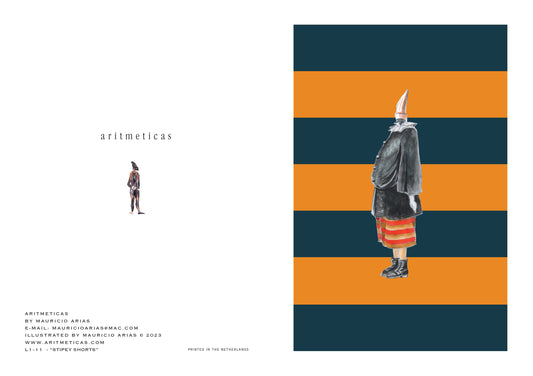 Aritmeticas&nbsp; Greeting Card "Stripey Shorts"~ designed by Mauricio Arias