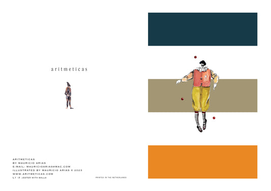 Aritmeticas Greeting Card "Jester and Balls"~ designed by Mauricio Arias