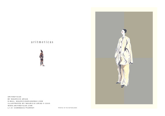 Aritmeticas Greeting Card "Commedia Pierrot" ~ designed by Mauricio Arias