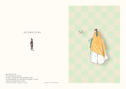 Aritmeticas Greeting Card " Woman Feeding Bird" designed by :&nbsp; Mauricio Arias