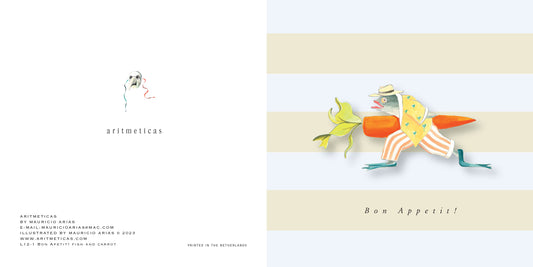 Aritmeticas Greeting Card "Bon Appetit Fish and Carrot" designed by :&nbsp; Mauricio Arias