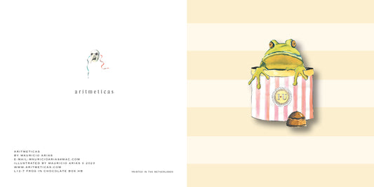 Aritmeticas Greeting Card"Frog in Chocolate Box HB" designed by Mauricio Arias