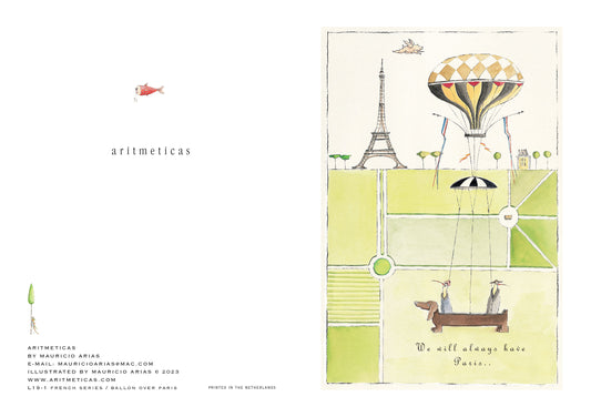 L19-1 FRENCH SERIES BALLOON OVER PARIS | Pack of 12 Greeting Cards