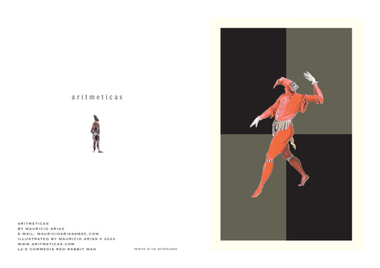 Aritmeticas Greeting Card "Red Rabbit Man" ~ designed by Mauricio Arias