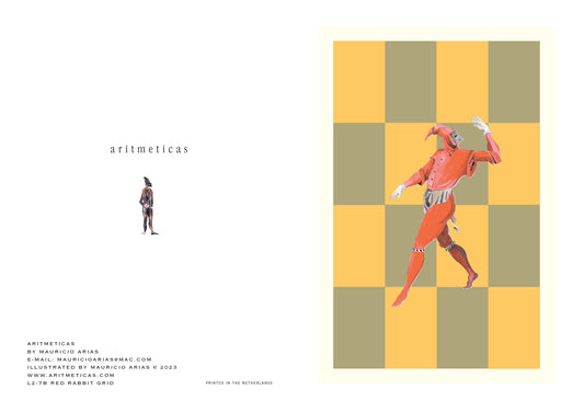 Aritmeticas Greeting Card "Red Rabbit Man" ~ designed by Mauricio Arias