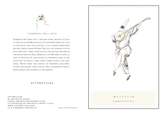 Aritmeticas Greeting Card "Commedia Metzetin" ~ designed by Mauricio Arias
