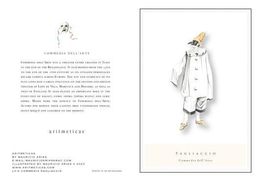 Aritmeticas Greeting Card "Commedia Pagliaccio 2" ~ designed by Mauricio Arias