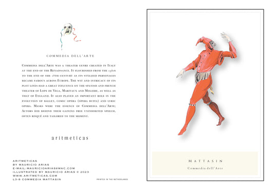 Aritmeticas Greeting Card "Commedia Mattasin" ~ designed by Mauricio Arias