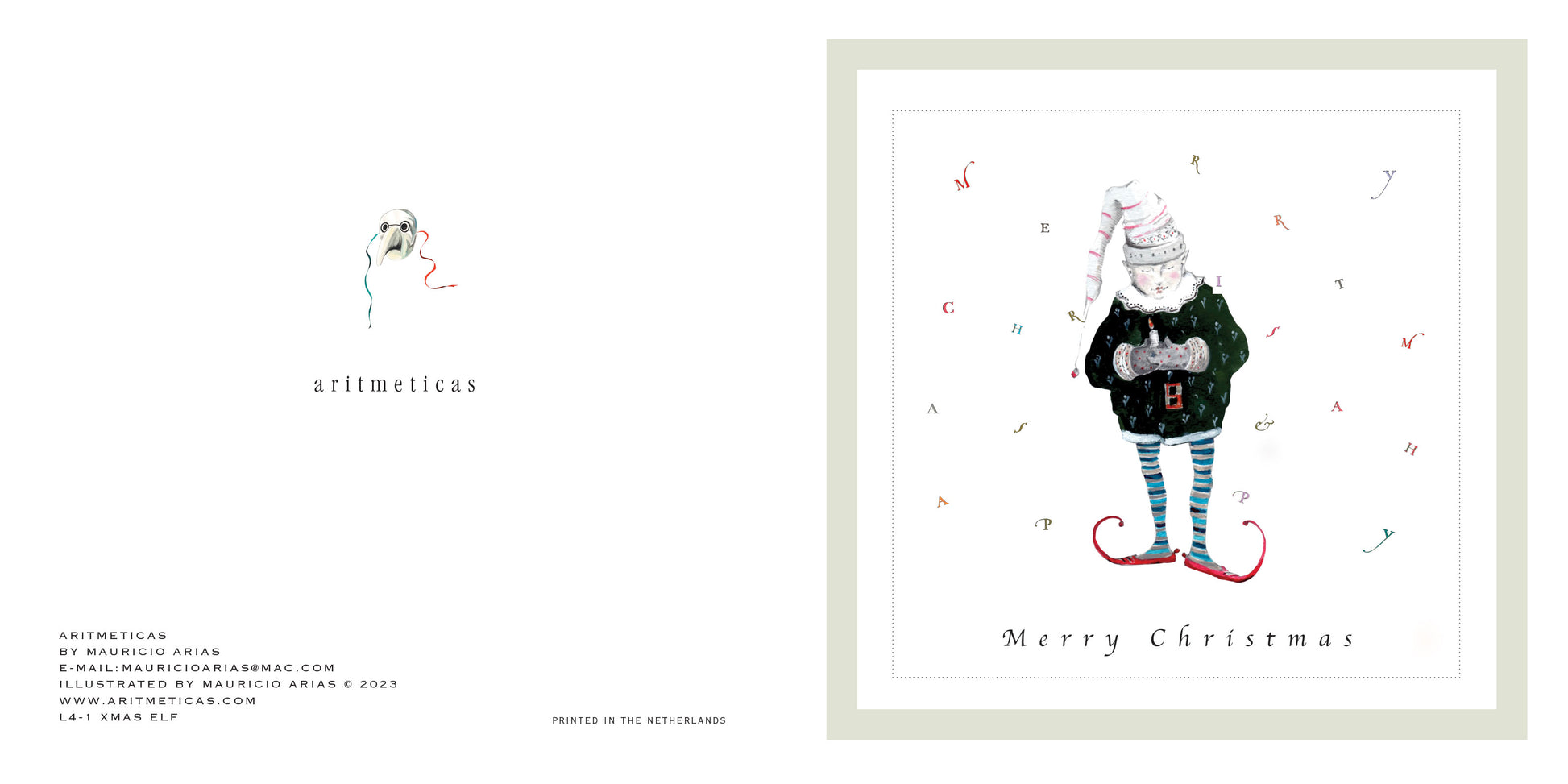 Aritmeticas Greeting Card "Xmas Elf" ~ designed by Mauricio Arias
