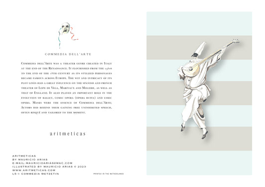 Aritmeticas Greeting Card "Commedia Metzetin " ~ designed by Mauricio Arias