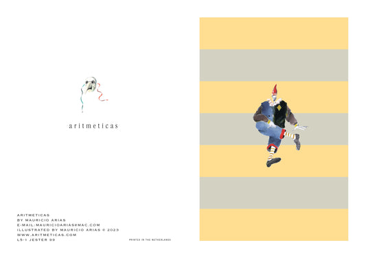 Aritmeticas Greeting Card "Jester warm grey and yellow" ~ designed by Mauricio Arias