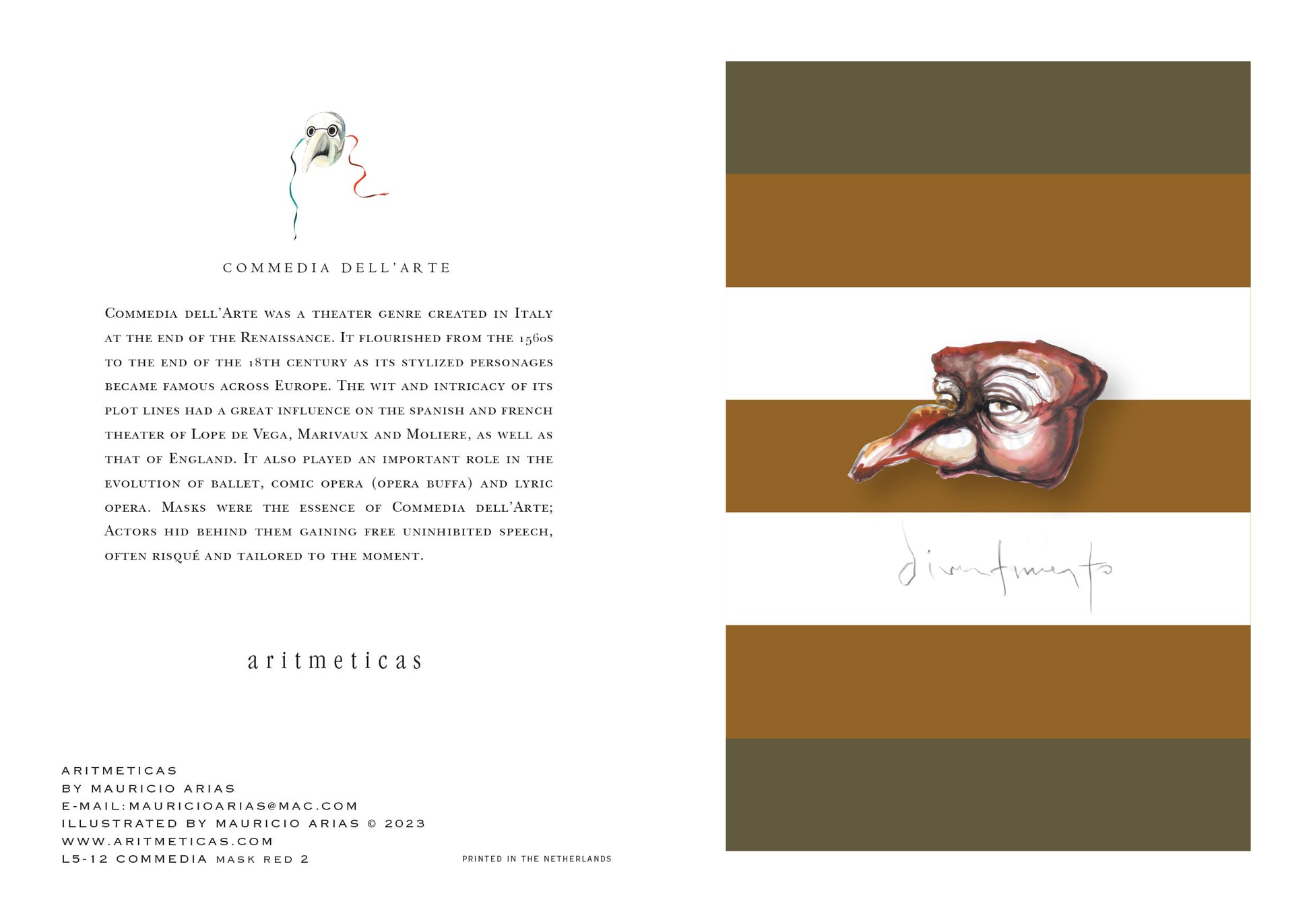 Aritmeticas Greeting Card "Mask Red 2" ~ designed by Mauricio Arias