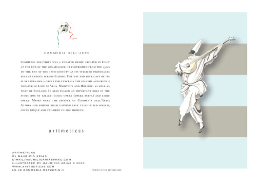 Aritmeticas Greeting Card "Commedia Metzetin II" ~ designed by Mauricio Arias