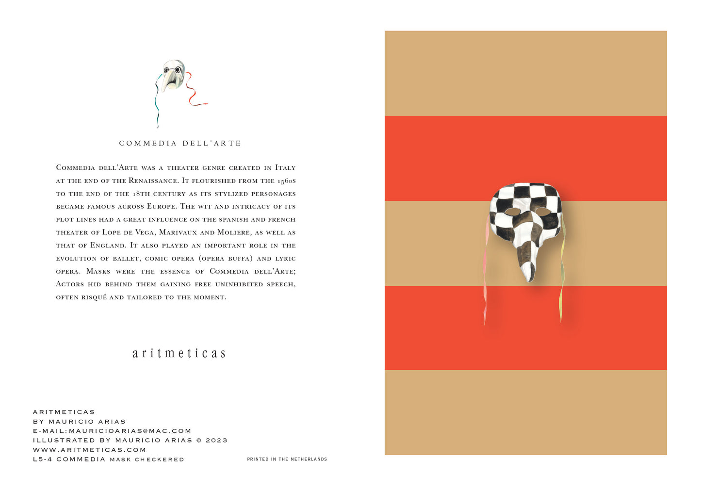 Aritmeticas Greeting Card "Mask Checkered" ~ designed by Mauricio Arias