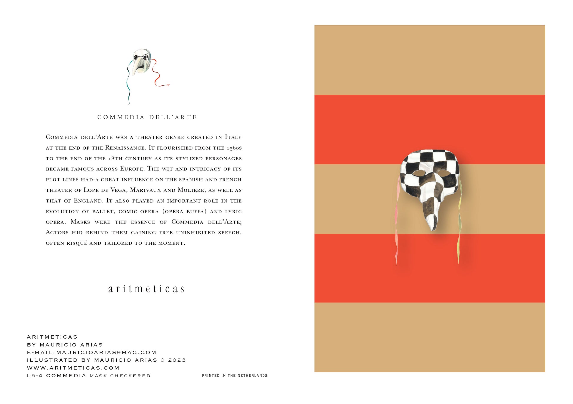Aritmeticas Greeting Card "Mask Checkered" ~ designed by Mauricio Arias